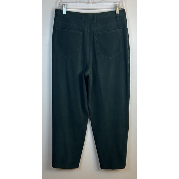 TALBOTS Petites Green Suede Straight Leg Pants 10P Stretch 5-Pocket Holiday 90s - Picture 3 of 10